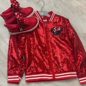 Disney Red Sequin Minnie Mouse Jacket and Shoes